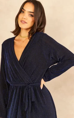 Cheapest ???? KURT MULLER Royal Blue Shimmer Sparkle Crossover Midi ???? Dress ???? -Zack Sales Store 2022 11 16 Tom Mollie KurtMuller20299