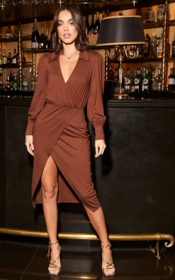 Budget ???? B Of London Zoe Wrap Midi ???? Dress In Chocolate ✔️ -Zack Sales Store 28 10 2022 at 09.27.14Tom Mollie BofLondon 9