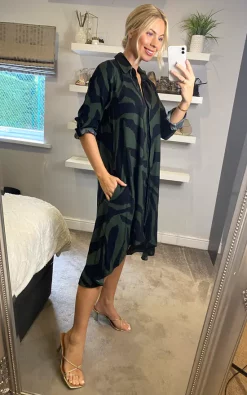 Best deal ???? APRICOT Khaki Zebra Print Mock Neck ???? Dress ????