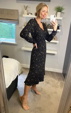 Deals ???? APRICOT Yellow Floral Boho Frill Midi ???? Dress ✔️