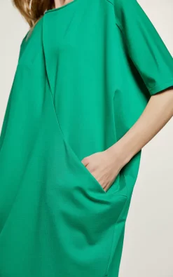 Coupon ???? Conquista Fashion Green Punto Di Roma Batwing ???? Dress ????
