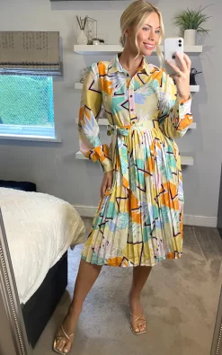 Promo ???? D.Anna Multicolour Floral & Abstract Print ???? Shirt ???? Dress With Pleat Details ????