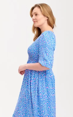 Discount ???? SUGARHILL BRIGHTON Magdalene Midi Shirred ???? Dress Blue, Animal Love Hearts ????