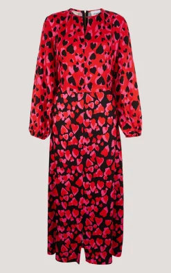 Budget ???? Closet London Puff Sleeve Midaxi ???? Dress In Red Heart Print ????