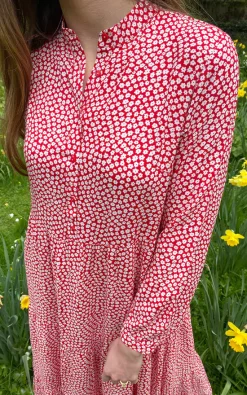 Promo ???? Mychicwardrobe Lula Smock ???? Dress In Red Ditsy Floral ????