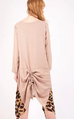 Promo ❤️ LOES House Oversized Asymmetric Tunic In Neutral/Leopard Print ✨
