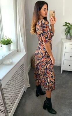 Hot Sale ???? Joe Browns Perfectly Pleasing Paisley Navy Midi ???? Dress ????