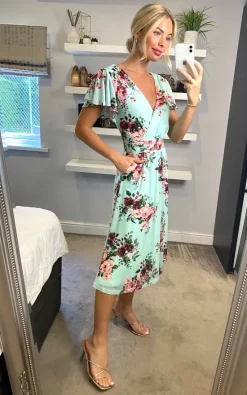 Best reviews of ✔️ Jolie Moi Kiley Wrap Front Mesh ???? Dress, Light Green ????