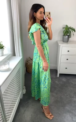 Promo ???? Liquorish Cheetah Print Maxi Wrap ???? Dress In Sage ????