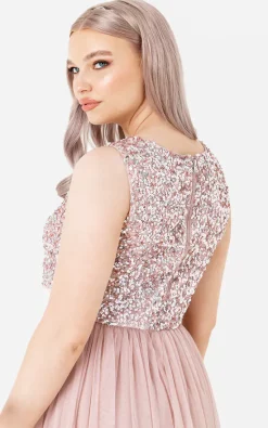 Top 10 ❤️ Maya Deluxe Frosted Pink Embellished Bridesmaid Midaxi ???? Dress ????