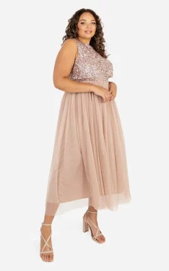 Top 10 ???? Maya Deluxe Taupe Blush Embellished Bridesmaid Midaxi ???? Dress ????