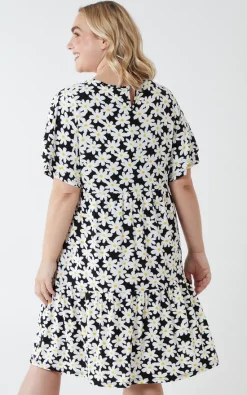 Discount ???? Blue Vanilla Jana Curve Double Sleeve Smock ???? Dress In Black/White ????