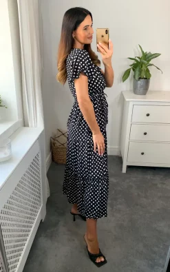 Hot Sale ???? Unique21 ???? Women ???? Dress Button Down V Neck ???? Summer ???? Dress In Black ????