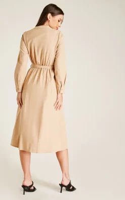 Best deal ❤️ Dusty Pink Buttoned Front Belted ???? Shirt ???? Dress | Beige ❤️