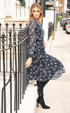 Discount ???? Alie Street London Marissa Ditsy Navy Floral Wedding Guest ???? Dress ????
