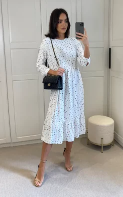Buy ???? Glamorous Monochrome Ditsy Bright Floral Smock Midi ???? Dress ❤️