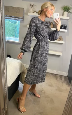 Top 10 ???? Izabel London Black Ditsy Print Long Sleeve Tea ???? Dress ✔️