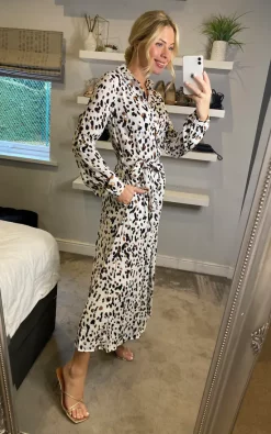 Buy ✨ LOVE SUNSHINE White Leopard Printed Midmaxi ???? Shirt ???? Dress ????