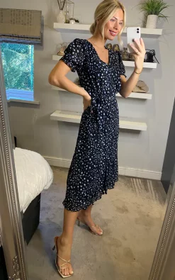 Best Sale ???? Mela London Mela Animal Print Midi Tea ???? Dress In Black ????